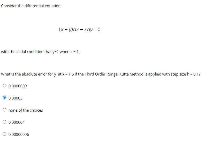 Solved Consider the differential equation (x + y) dx xdy=0