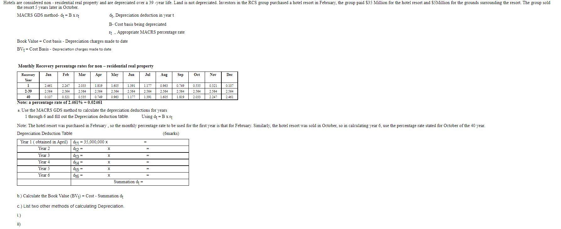 Solved = Hotels are considered nonresidential real property