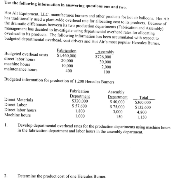 Solved Use the following information in answering questions