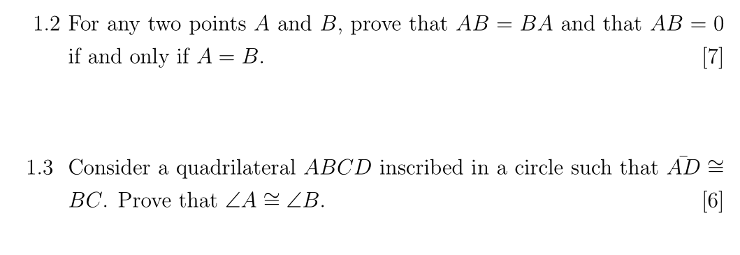 Solved 1.2 For Any Two Points A And B, Prove That AB=BA And | Chegg.com