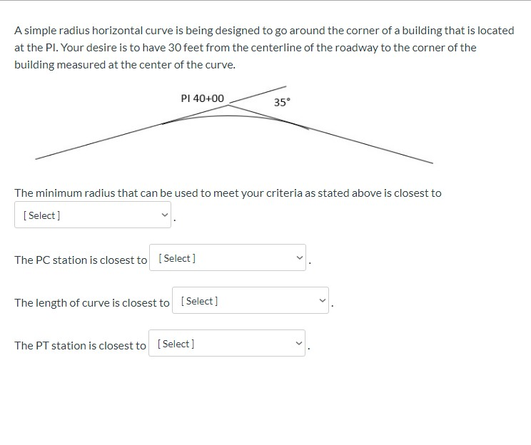 Solved A simple radius horizontal curve is being designed to | Chegg.com