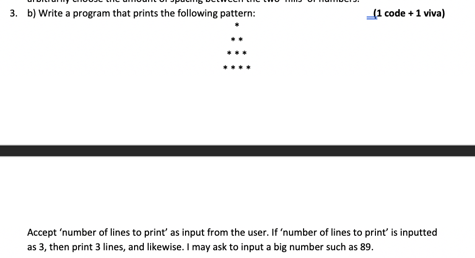 Solved 3. b) Write a program that prints the following | Chegg.com