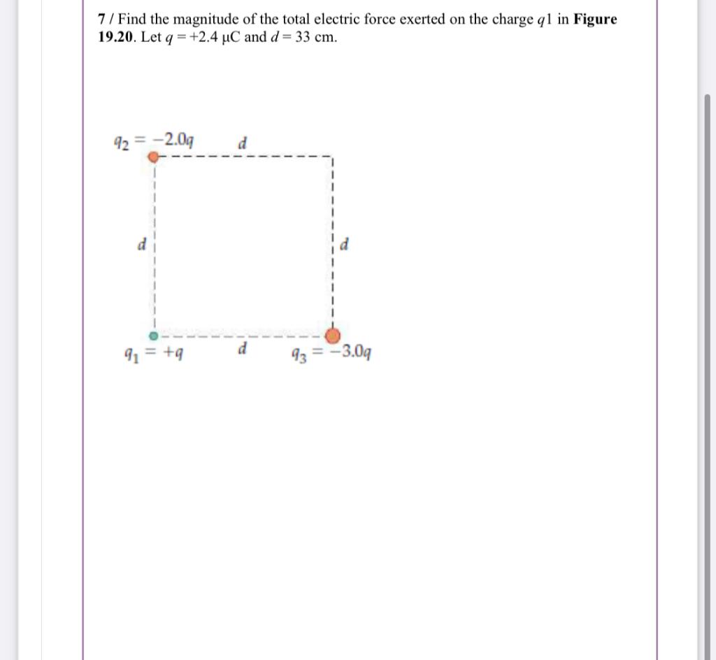 Solved 7 / Find the magnitude of the total electric force | Chegg.com