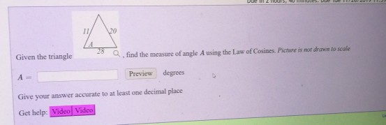 Solved Given the triangle a, find the measure of angle A | Chegg.com