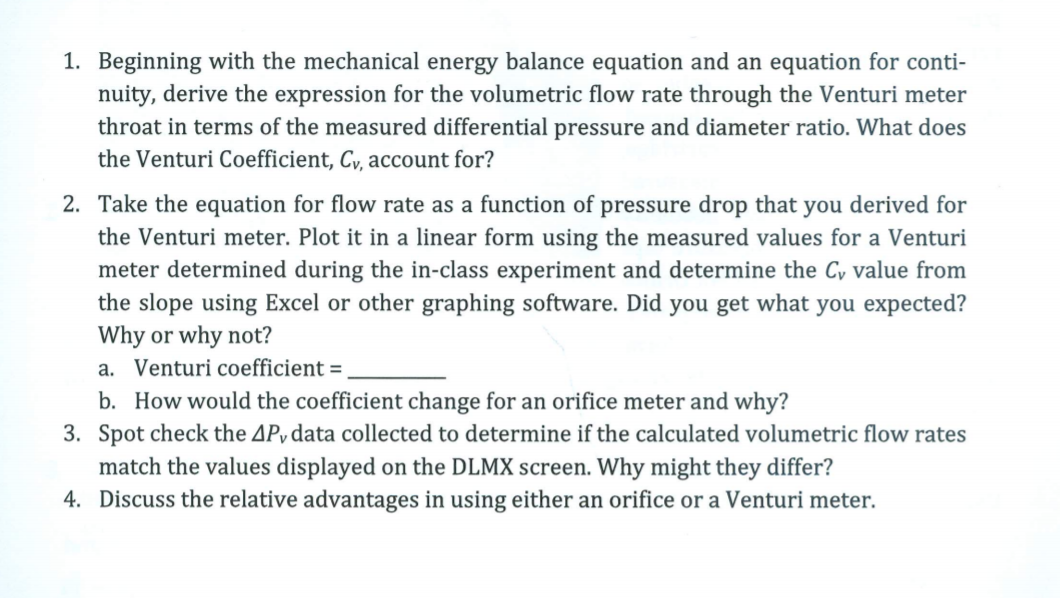 Solved 1. Beginning with the mechanical energy balance