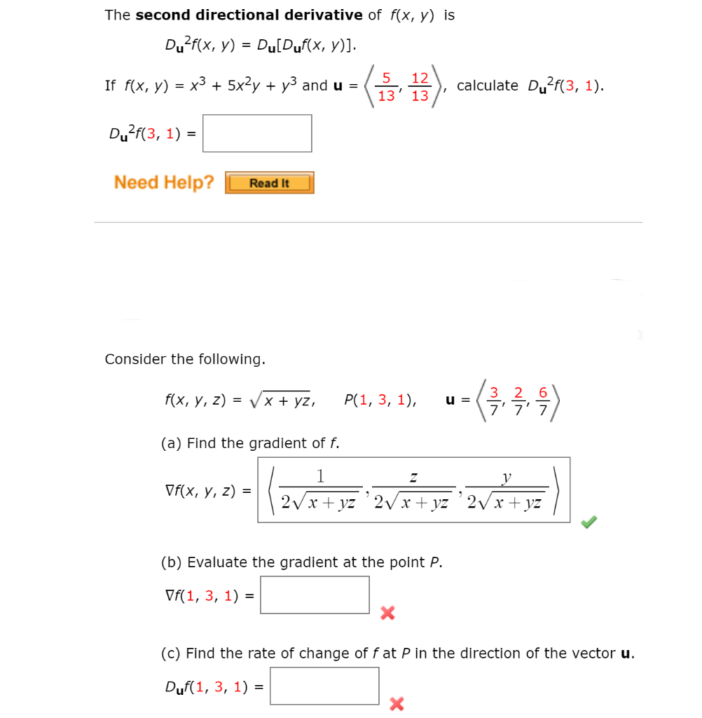 Solved The Second Directional Derivative Of F X Y Is