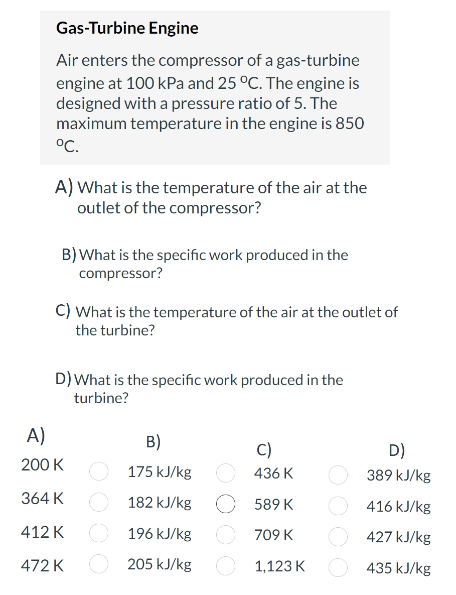 Solved Gas-Turbine Engine Air Enters The Compressor Of A | Chegg.com