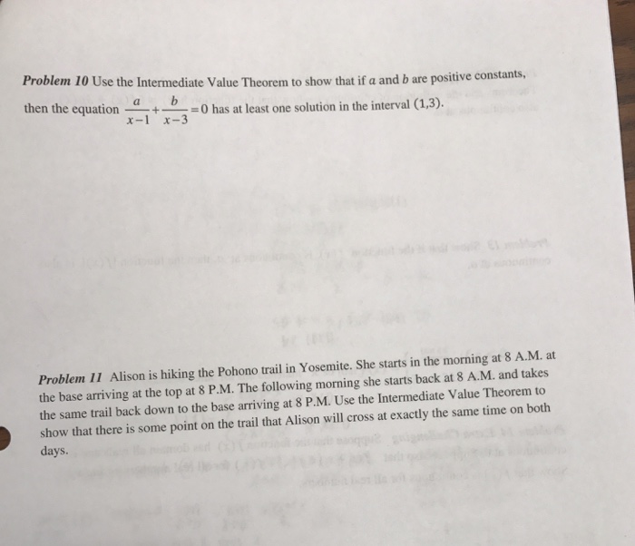 Solved Problem 10 Use the Intermediate Value Theoremt | Chegg.com