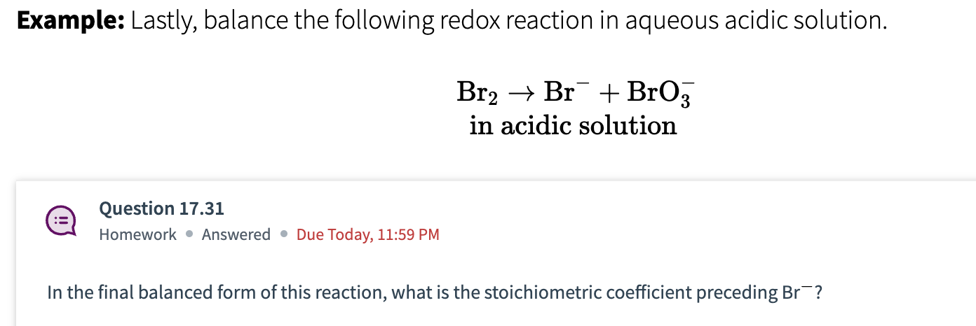 Solved Balance The Following Redox Reaction In Aqueous Chegg Solved Balance The Following Redox Reaction In Aqueous Chegg