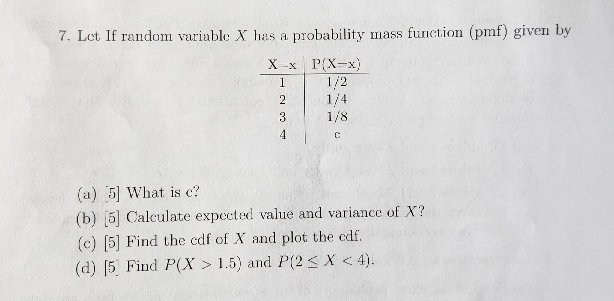 Solved Let If random variable X has a probability mass | Chegg.com