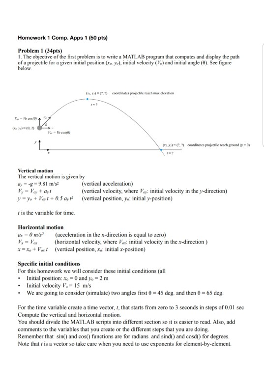 Of A Projectile For A Given Initial Position Xo Y Chegg Com