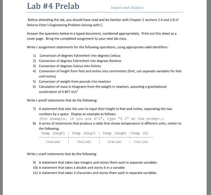 Solved Before attending this lab, you should have read and | Chegg.com