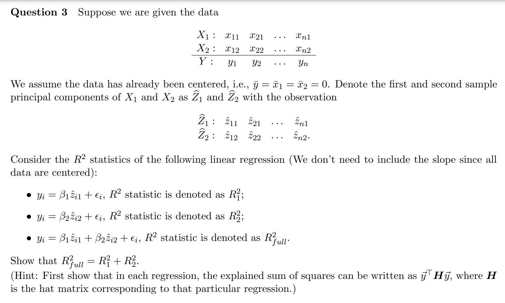 Question 3 Suppose we are given the data X 21 Inl X1 | Chegg.com