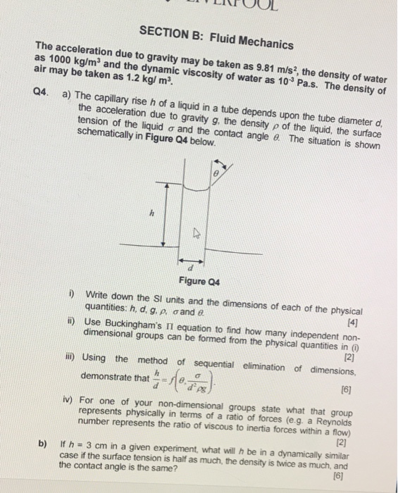 Solved SECTION B: Fluid Mechanics The Acceleration Due To | Chegg.com