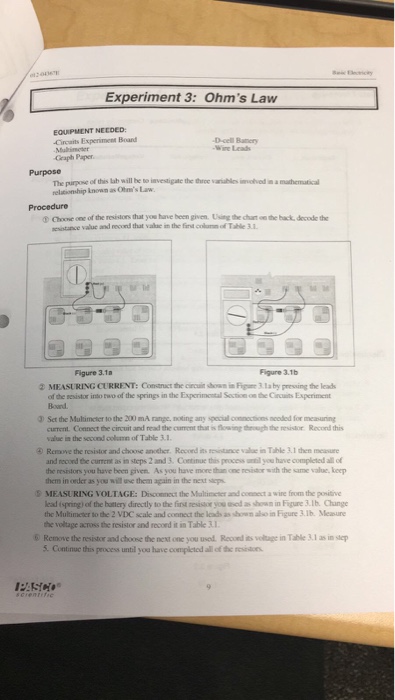 ohms law table ohms law experiment class 12