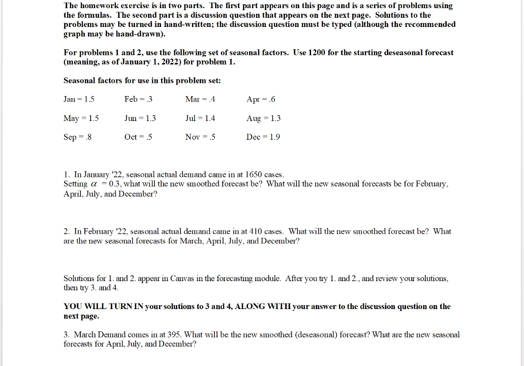 Solved The homework exercise is in two parts. The first part | Chegg.com