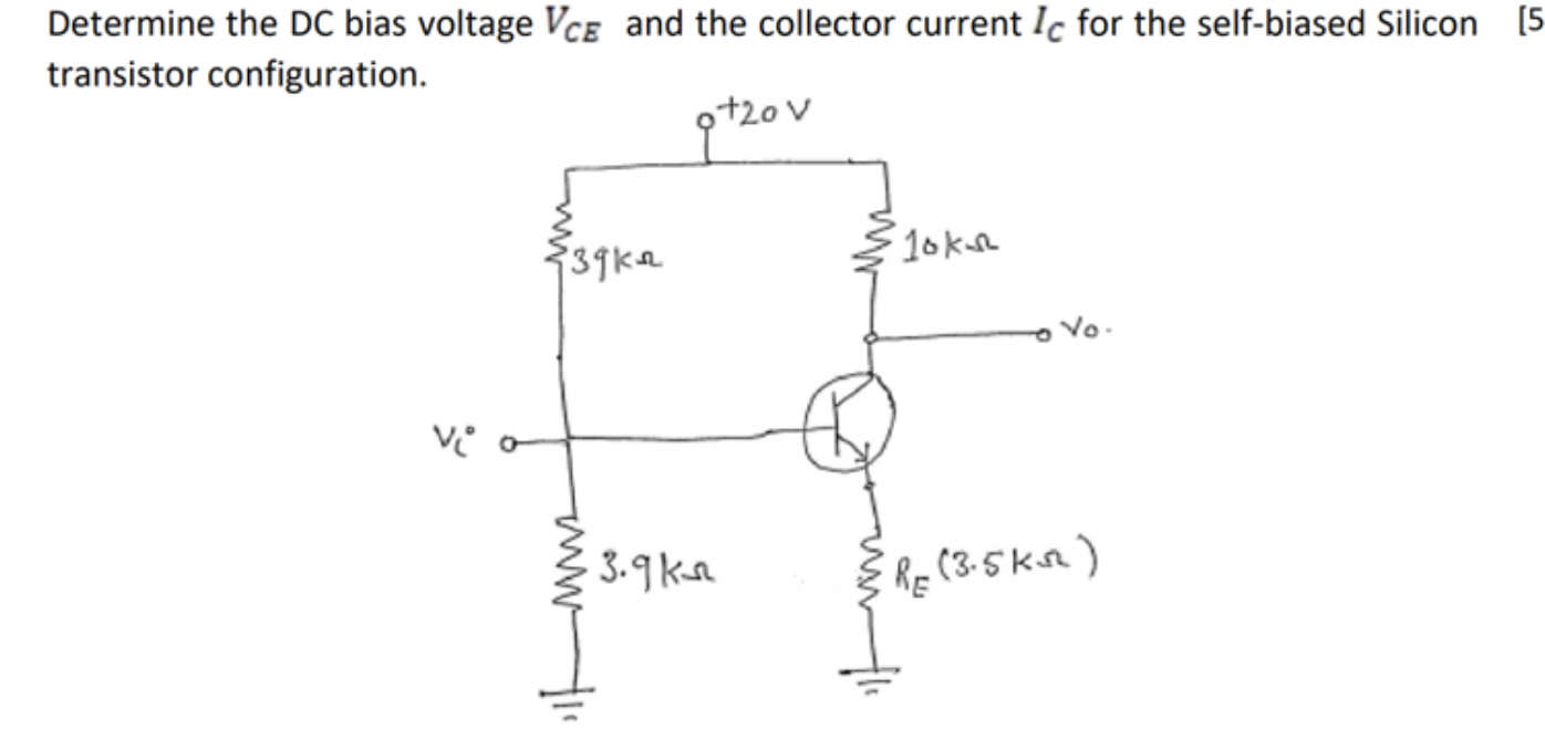 Solved Determine the DC bias voltage Vce and the collector | Chegg.com