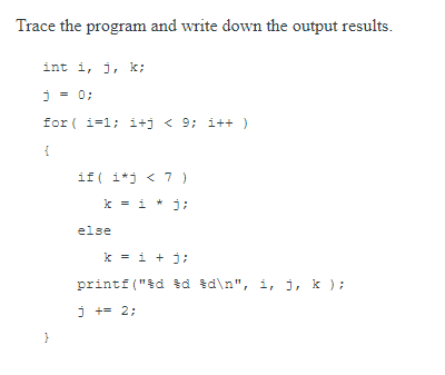 Solved Trace the program and write down the output results. | Chegg.com