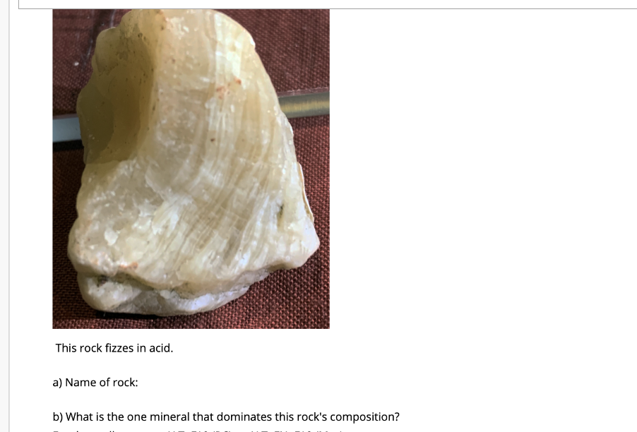 Solved This rock fizzes in acid. a) Name of rock: b) What is | Chegg.com