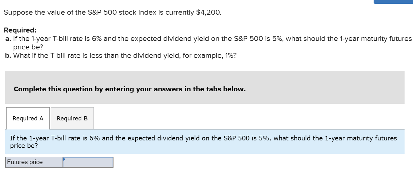 Solved Suppose The Value Of The S&P 500 ﻿stock Index Is | Chegg.com