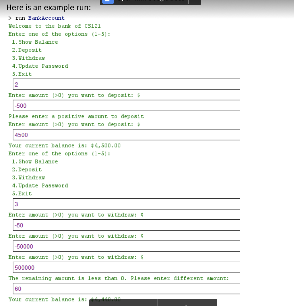Solved **Using java. **USE methods Description: Write a bank | Chegg.com