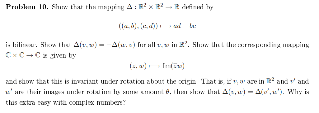 Solved Problem 10. Show that the mapping A : R2 x R2 → R | Chegg.com