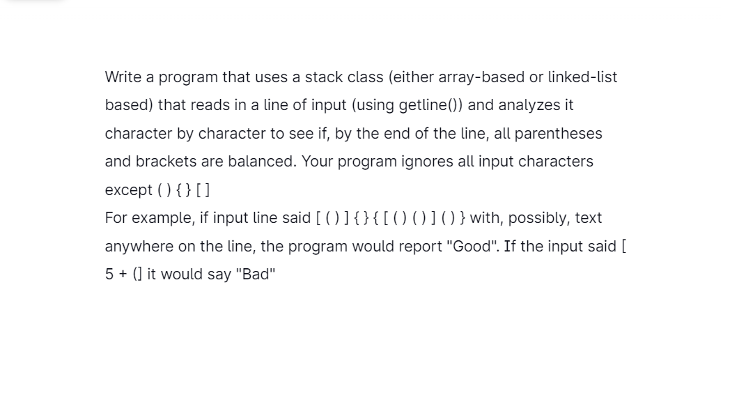 Solved Write a program that uses a stack class (either | Chegg.com