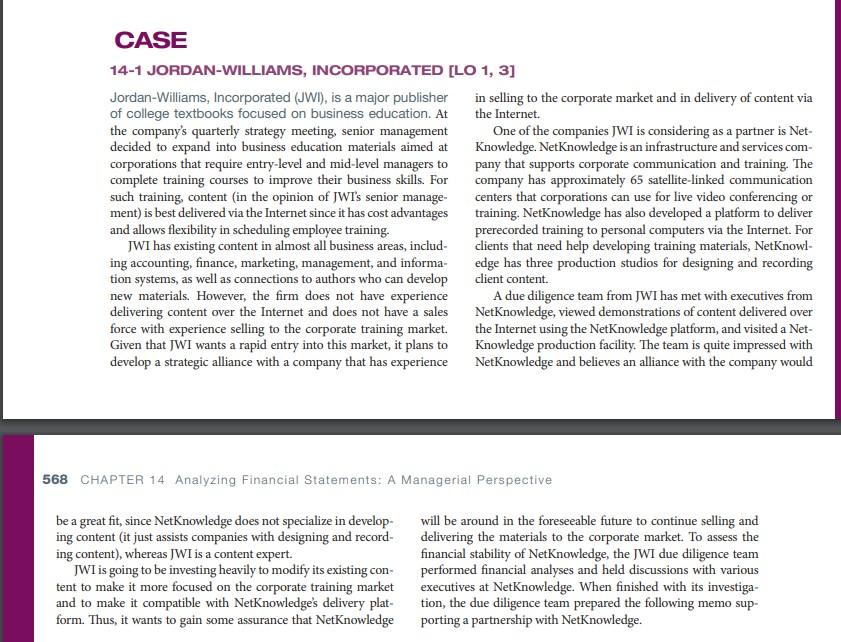 Jordan-Williams, Incorporated (JWI), is a major | Chegg.com