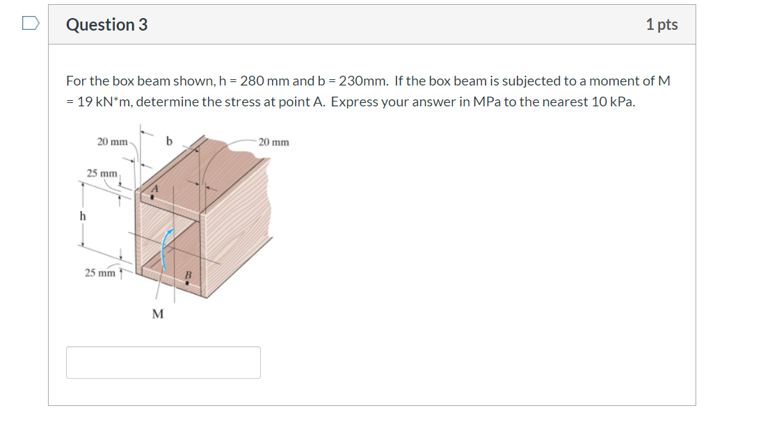 Solved Question 3 1 Pts For The Box Beam Shown, H = 280 Mm | Chegg.com