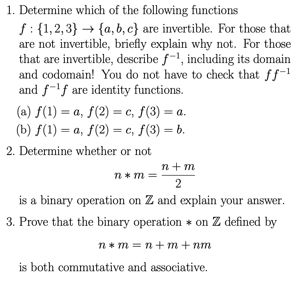 Solved 1. Determine Which Of The Following Functions F: | Chegg.com