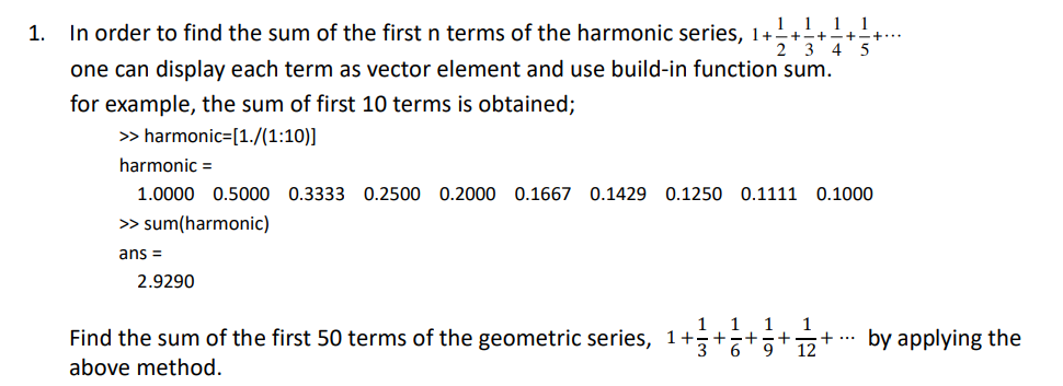 Solved 1. In In order to find the sum of the first n terms | Chegg.com