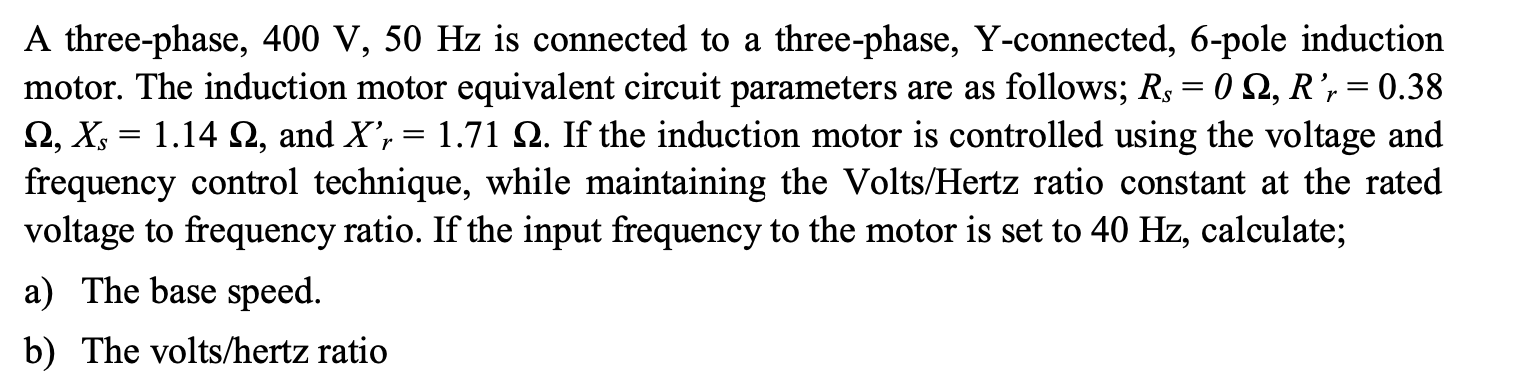 Solved A three-phase, 400 V, 50 Hz is connected to a | Chegg.com