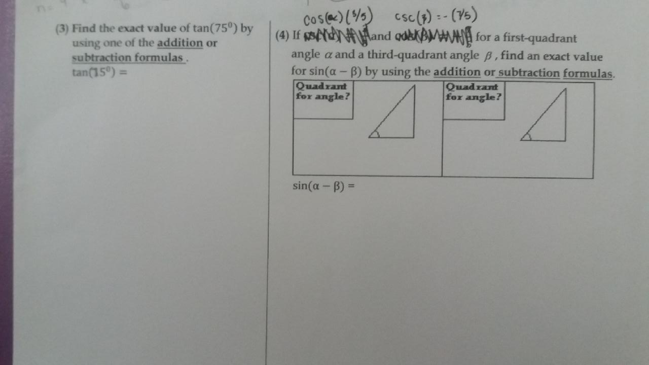 Solved 1 Find The Exact Value Of Tan 75o By Using One Chegg Solved 1 Find The Exact Value Of Tan 75o By Using One Chegg