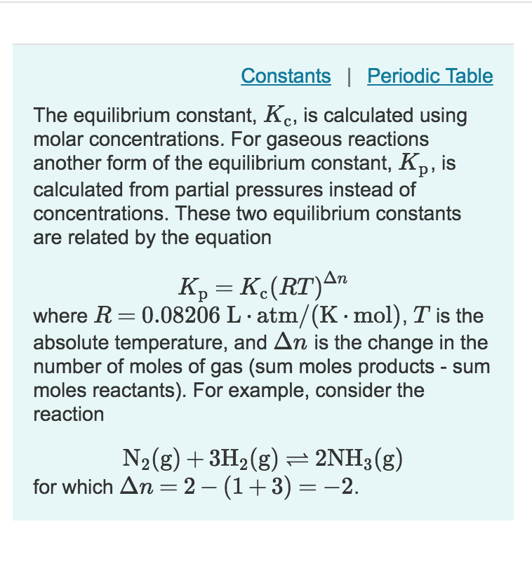 Solved Constants| Periodic Table The equilibrium constant, | Chegg.com