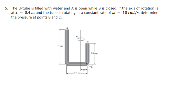 Solved The U-tube Is Filled With Water And A Is Open While B | Chegg.com