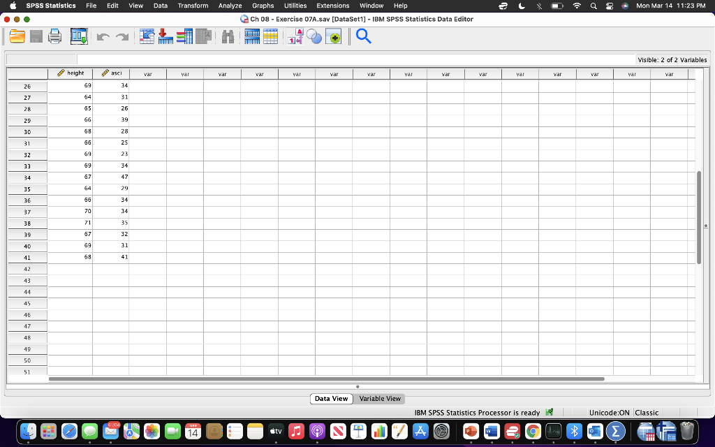 Solved SPSS Statistics File Edit View Data 9 Mon Mar 14 | Chegg.com