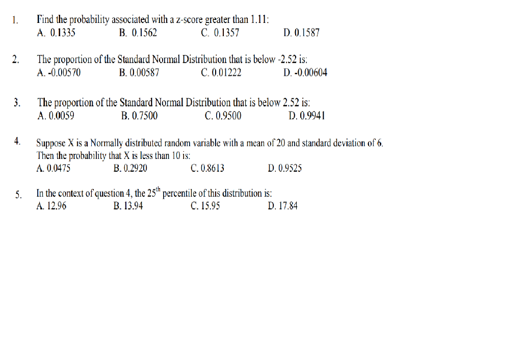 Solved 1. Find the probability associated with a z-score | Chegg.com