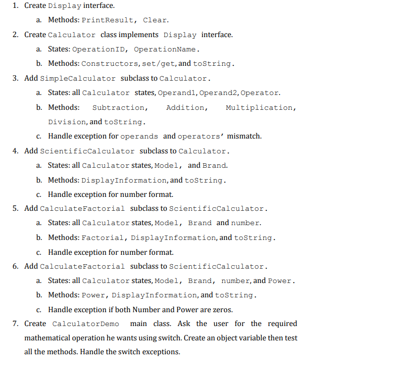 Solved java language Exercise #15: Interface Class Note: | Chegg.com