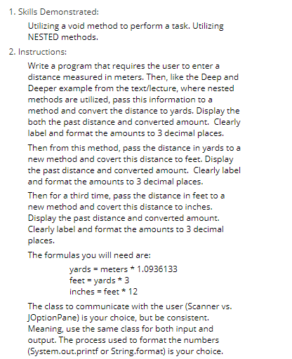 Solved 1. Skills Demonstrated: Utilizing a void method to | Chegg.com
