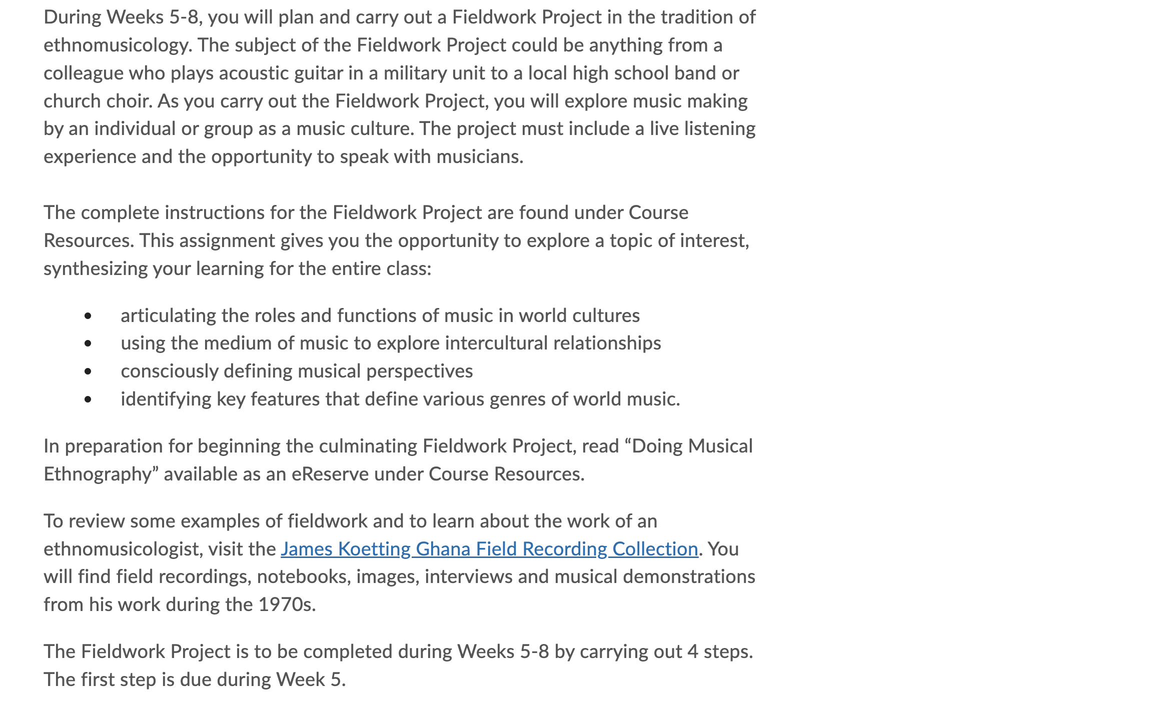 Solved During Weeks 5-8, you will plan and carry out a | Chegg.com