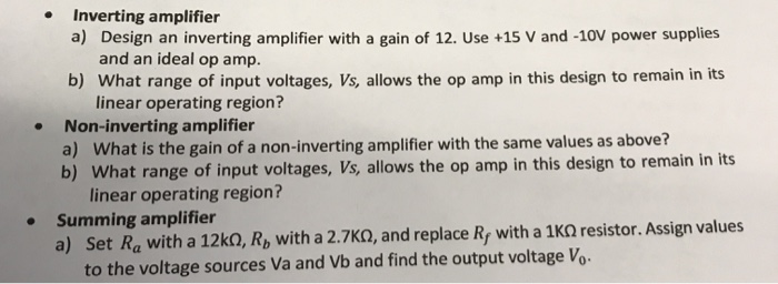 Solved Inverting amplifier a) Design an inverting amplifier | Chegg.com