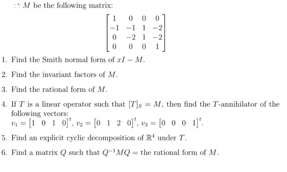 Solved it M be the following matrix: | Chegg.com