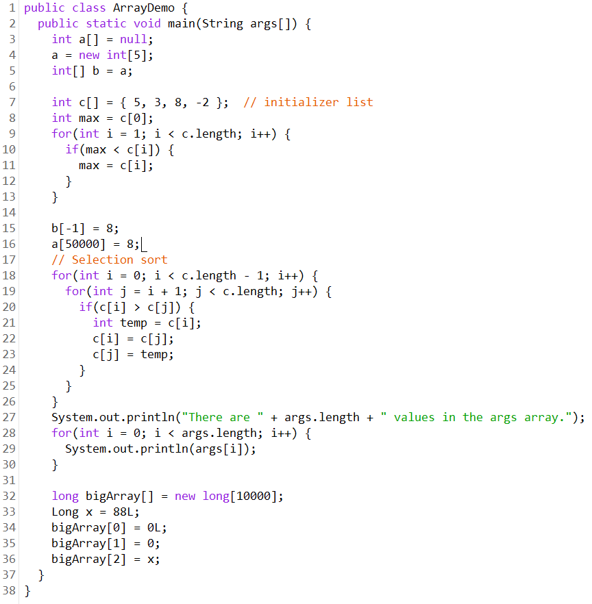 Solved Review the ArrayDemo illustration. Which line number | Chegg.com