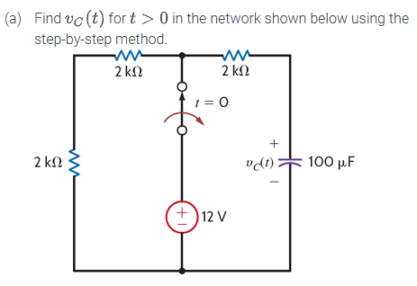 Solved (a) Find vC(t) for t>0 in the network shown below | Chegg.com