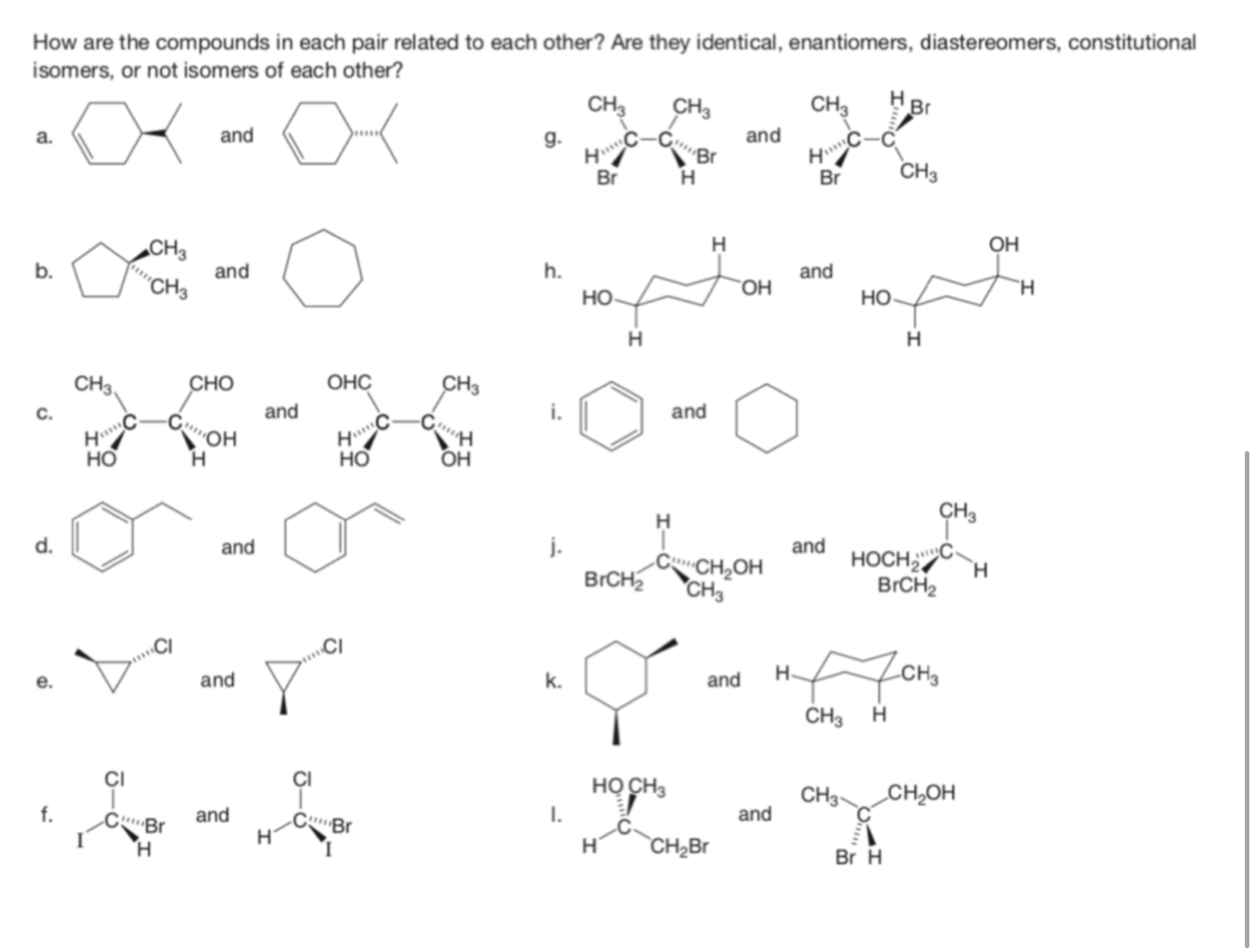 Solved How are the compounds in each pair related to each | Chegg.com