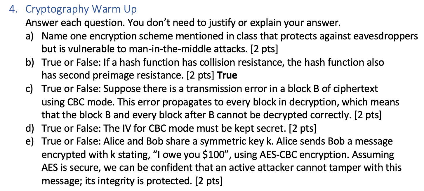 Cryptography Coding Questions Solved 4. Cryptography Warm Up Answer each question. You | Chegg.com