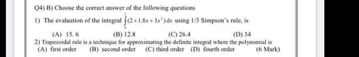 Solved (4) B) Choose The Correct Answer Of The Following | Chegg.com