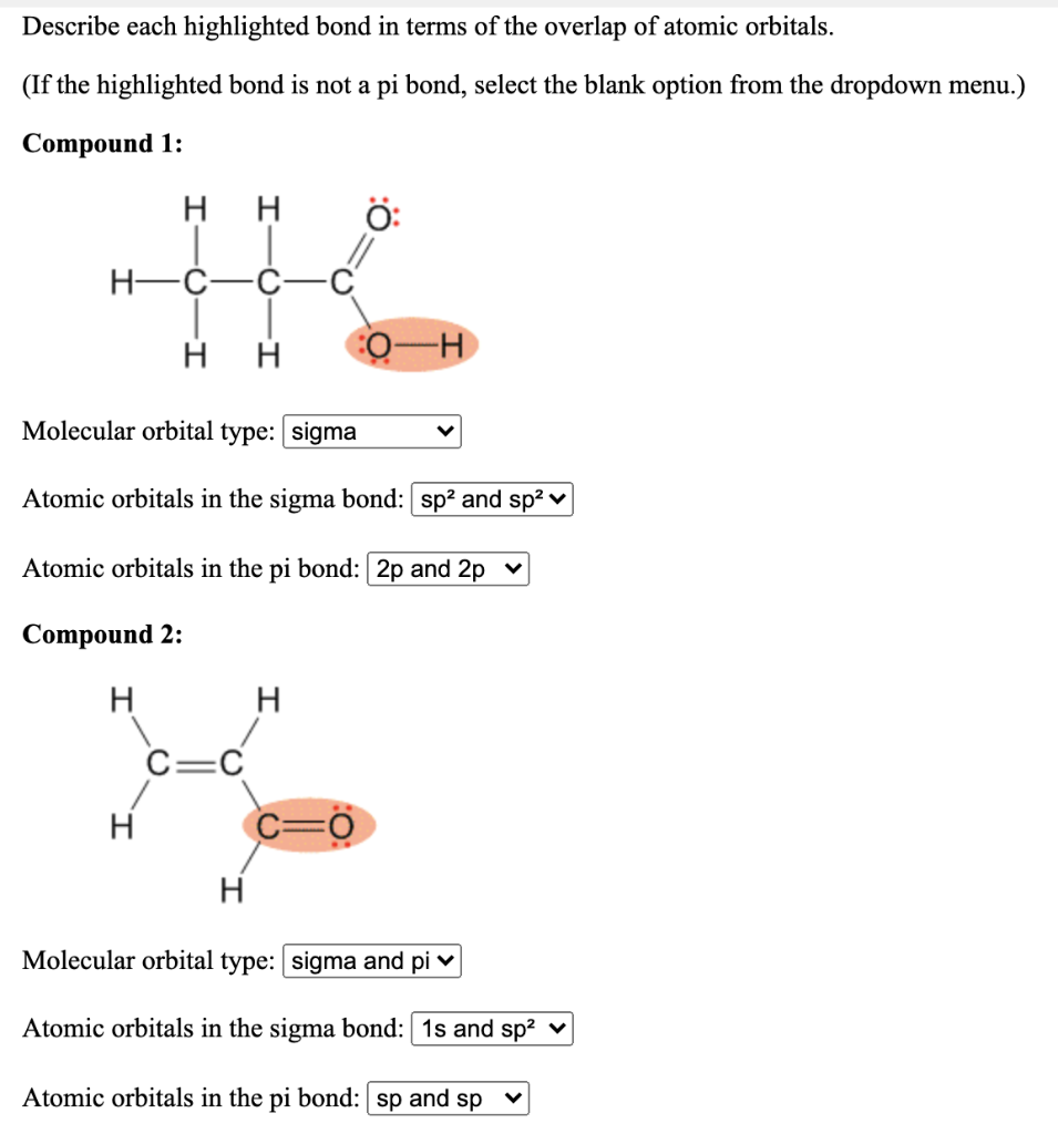 Solved Describe each highlighted bond in terms of the | Chegg.com