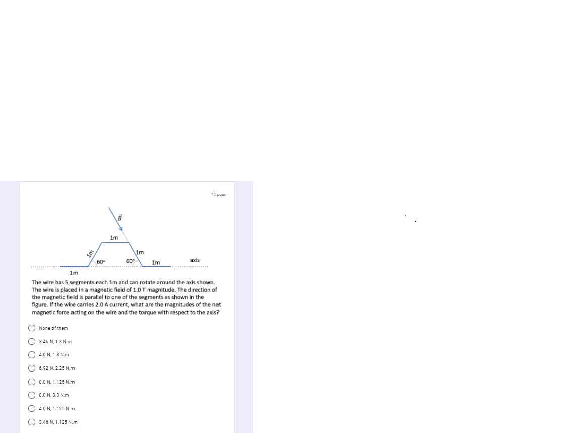 Solved 10 Puan 1m 1m 60° 60° 1m Axis 1m The Wire Has 5 | Chegg.com