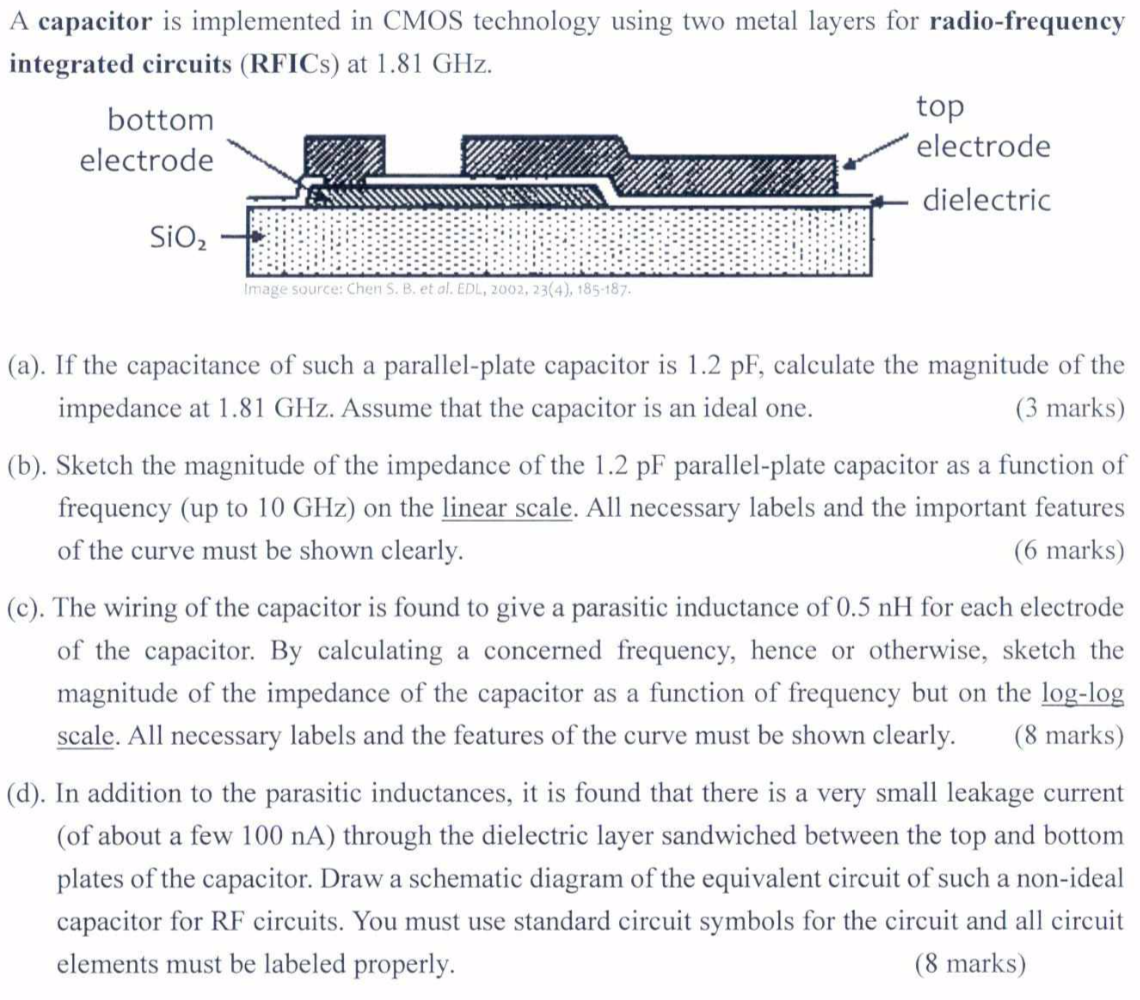 A capacitor is implemented in CMOS technology using | Chegg.com